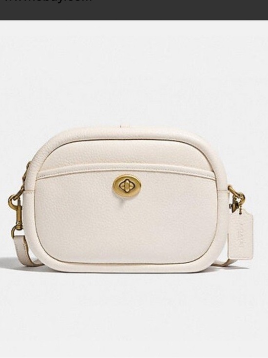 Coach Handbags - COACH CAMERA BAG PEBBLED LEATHER IN CHALK COLOR BRASS TURN LOCK CROSSBODY